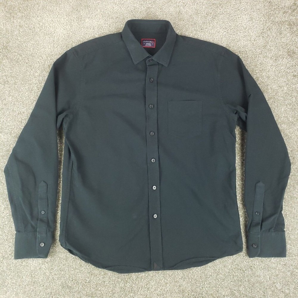 UNTUCKit Shirt Medium M Mens Black Long Sleeve Collared Cotton Button Up